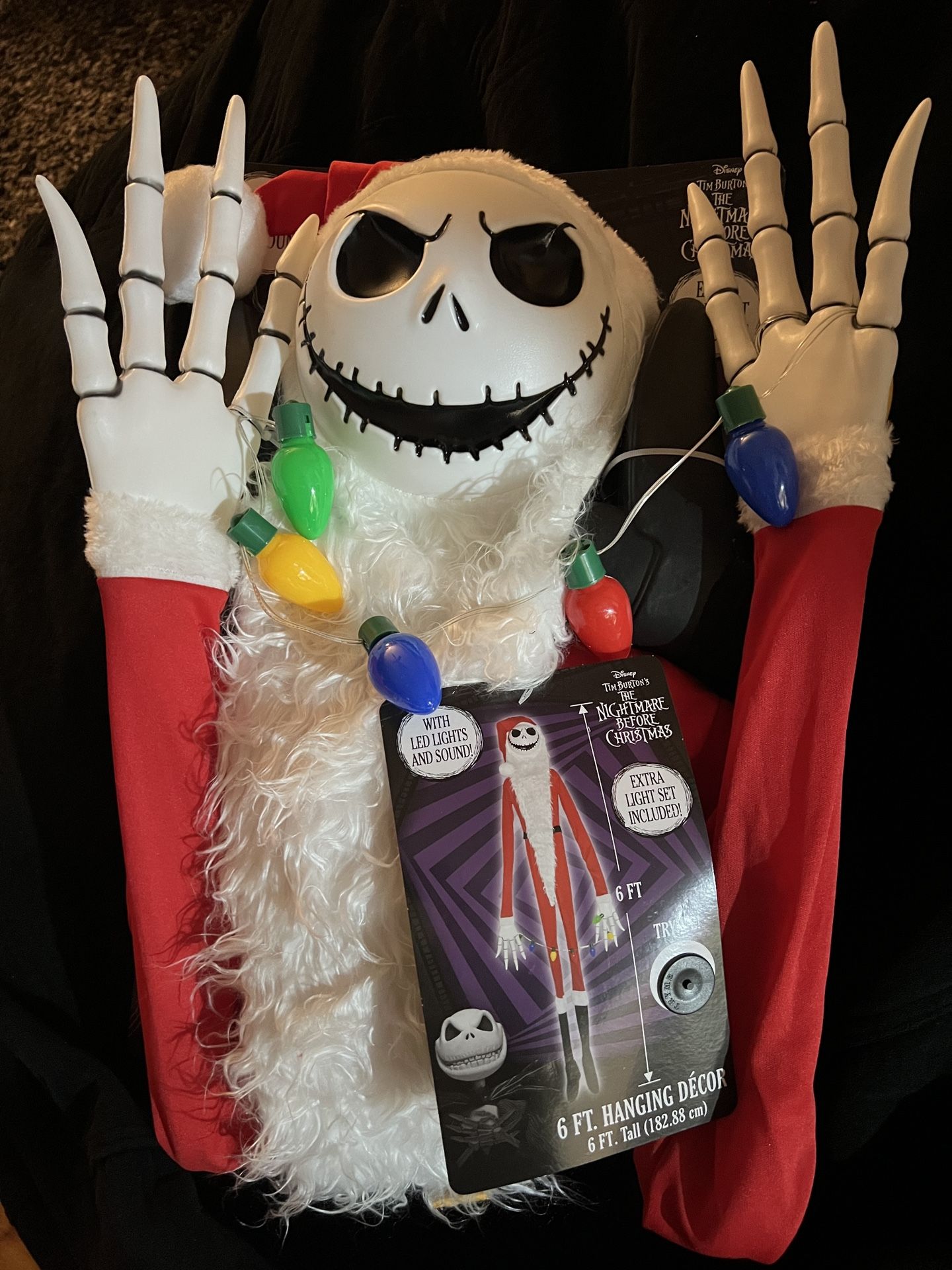Nightmare Before Christmas Jack Skeleton Santa  6ft Hanging Decor