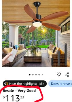 52"Outdoor Ceiling Fans with Lights and Remote Us Patent 5blade Brown. 7064/2969