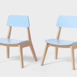 Brand New in Box 2 Pack of Kids Wooden Activity Chair Blue Wood Set Pillowfort