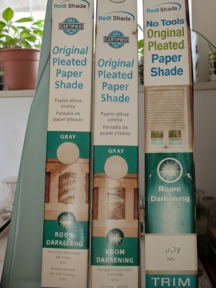 5 Pack | Redi Shade Original Paper Blinds | White, No Tools Peel & Stick