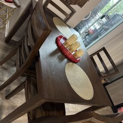 Dinning Table Set 4 Chairs Wood