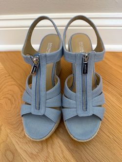 Michael Kors Canvas Wedge Sandals Size 8