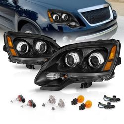 GMC ACADIA 2007 2008 2009 2010 2011 2012 PROJECTOR HEADLIGHTS BLACK AMBER (OE STYLE