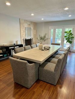 Restoration Hardware Concrete Dining Table + 10 Chairs