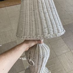 Vintage white wicker lamp