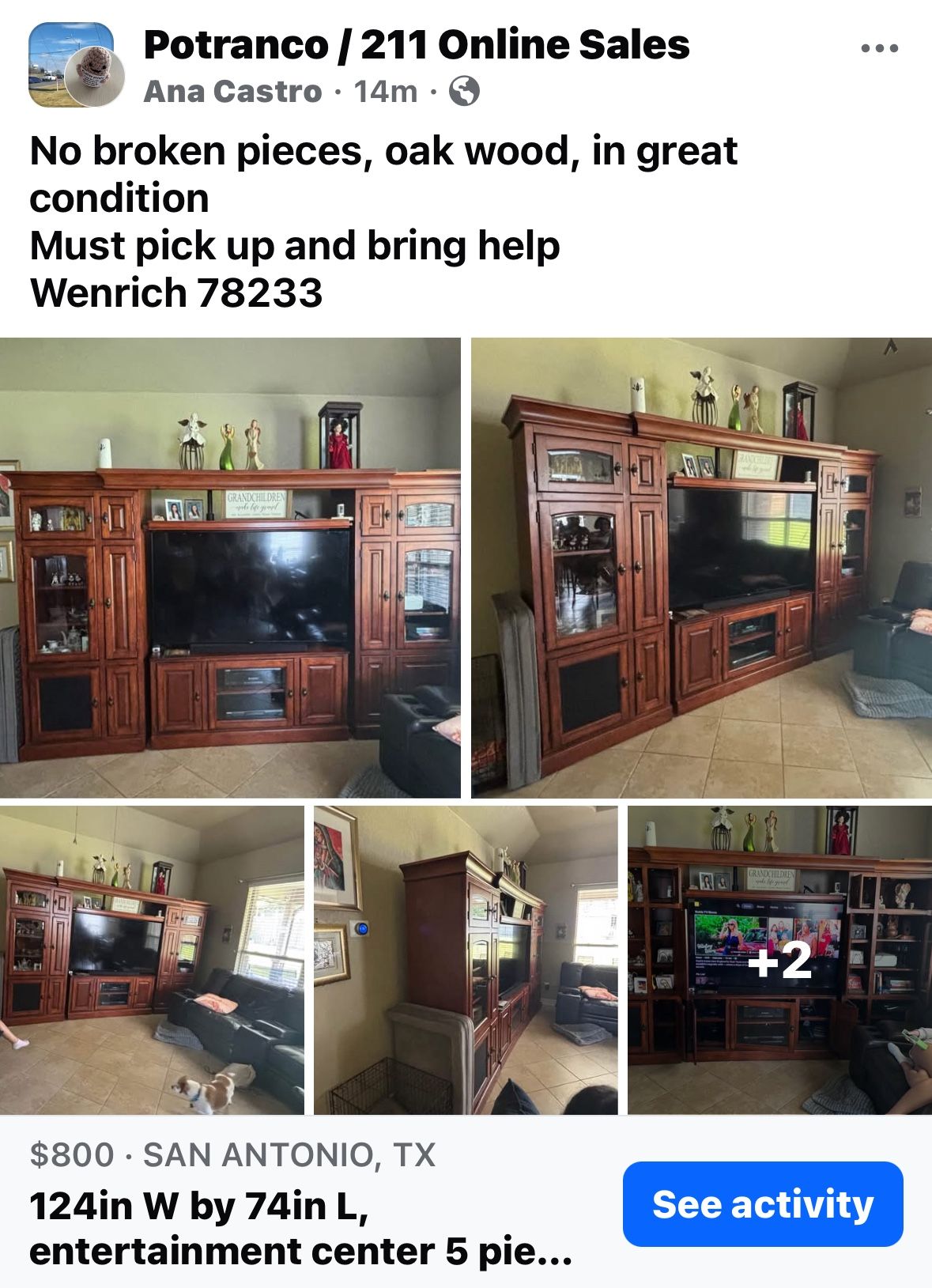 Cherry Oak Entertainment Center Expandable