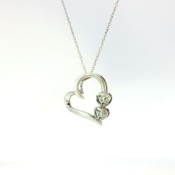 Ladies Sterling Silver Heart Pendant w/16-Inch Link Necklace 1(contact info removed)