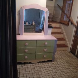 Dresser/ Solid Wood/ Pink, Purple, Yellow, And Green 