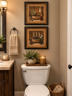 Framed Vintage Bathroom Wall Art