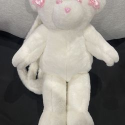 Dolls Kill Sugar Thrillz RARE Tormented Teddy Bear Back Pack White Pink Hearts