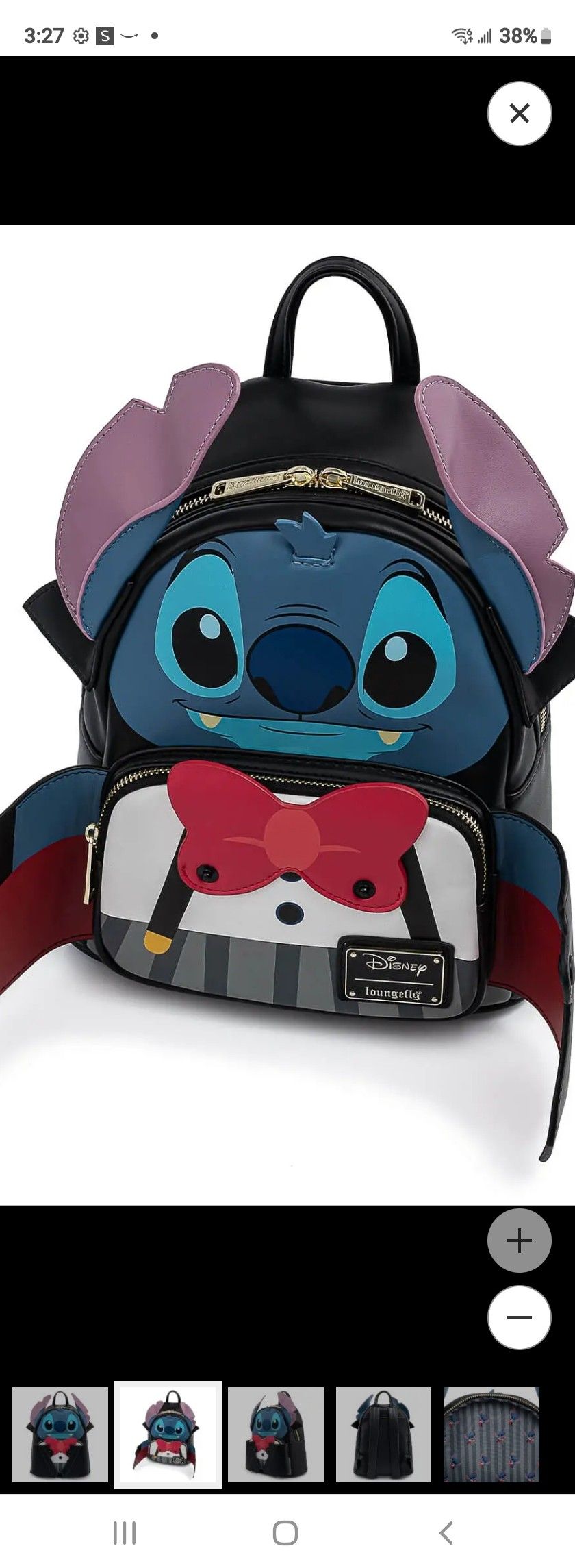 COPY - Loungefly Disney Vampire Stitch Bow Tie Mini Backpack Amazon.com: Loungefly Disney Vampire Stitch Bowtie Womens  main image 3