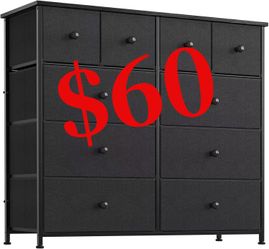 Dresser for Bedroom with 10 Drawers, Wide Black Dresser with Wood Top,  Fabric Storage Tower, Black Grey for Sale in City Of Industry, CA - OfferUp