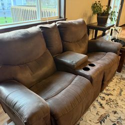 Sofa And Loveseat. Reclines Manually. Good Condition. Available As Soon As Our New Set Comes In (probably Mid January). Must Pickup 
