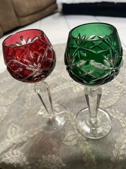 Vintage Dynasty Bohemian Cut Crystal Glasses Set Of Two