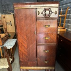  Deco/1940s Waterfall Armoire / Chifferobe - 36” x 21” x 65” - Great Condition- ONLY $499
