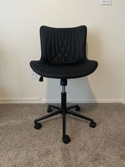 Black Faux Leather Armless Office Chair