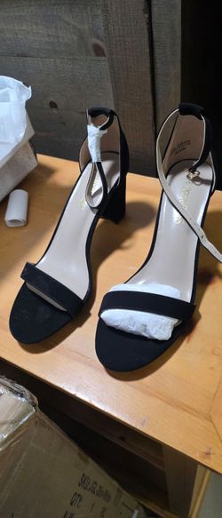 Black Block Heel Ankle Strap Sandals