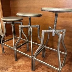 Crate and Barrell Gunmetal Adjustable Backless Counter Stool (set of 3)