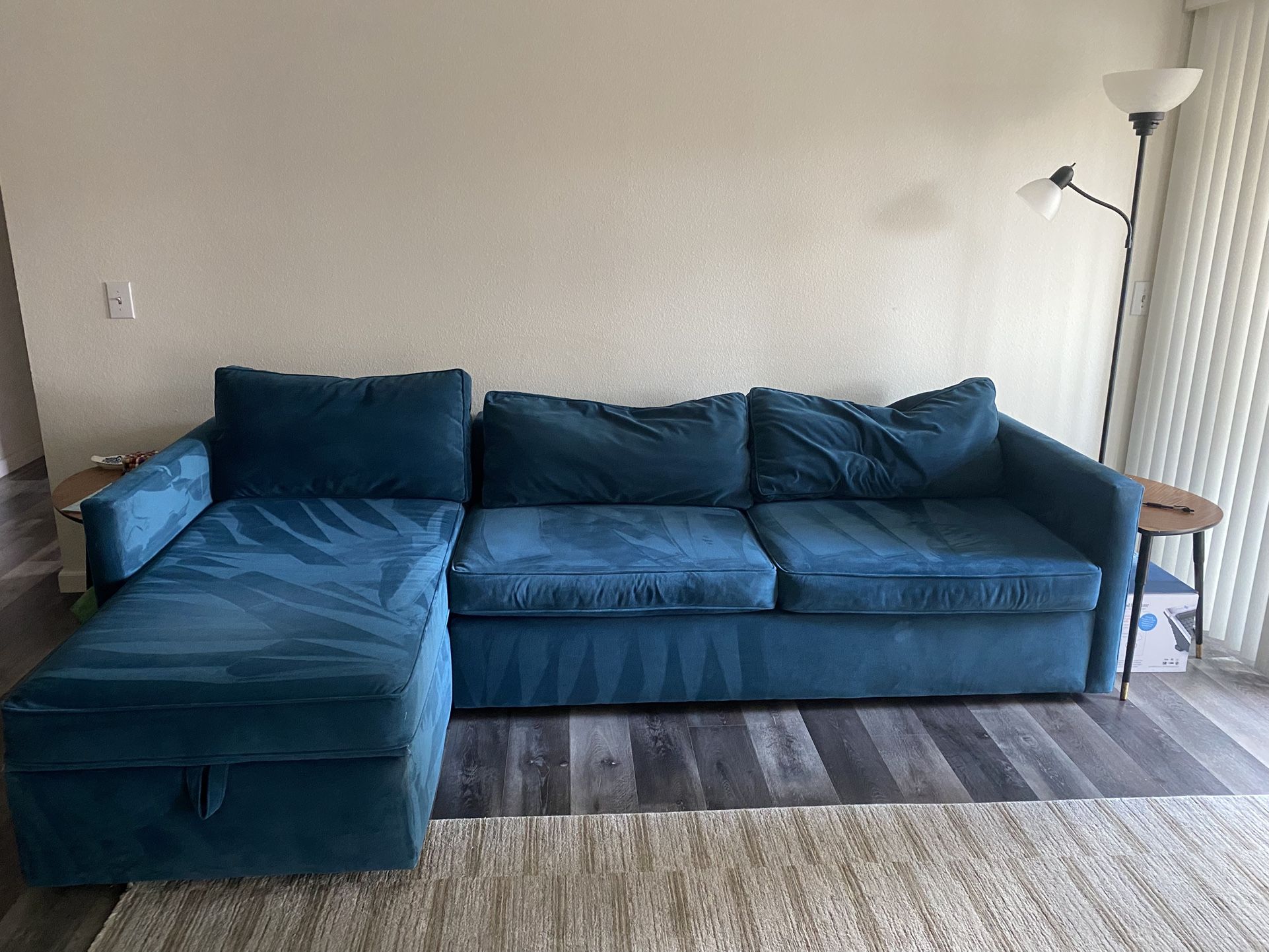 West Elm Performance Velvet “Petrol” sectional