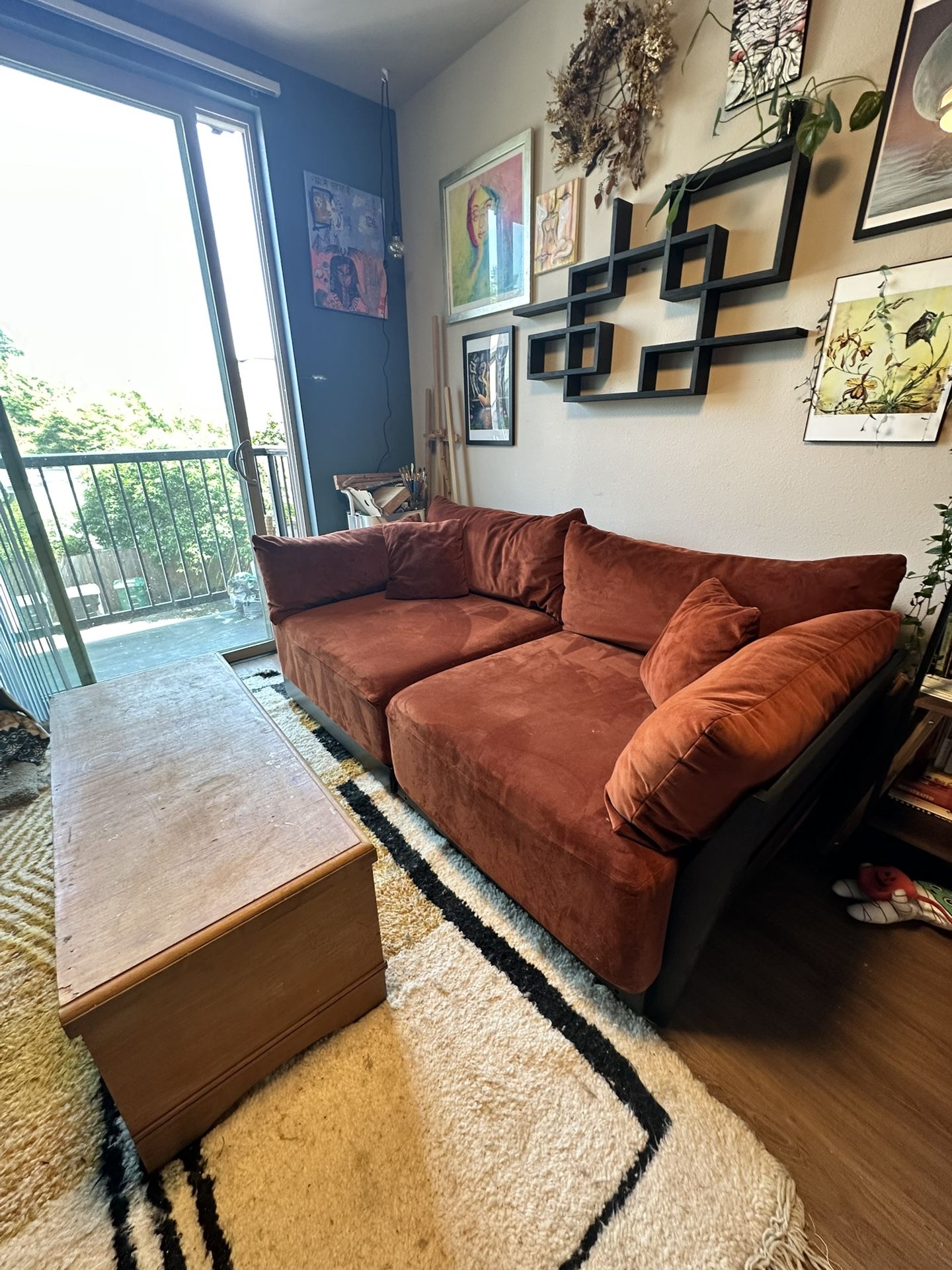 Bondi Modular 2-Piece Couch – Inside Weather (Black & Terracotta) – Cloud Memory Foam – Pet-Resistant – $1200 OBO