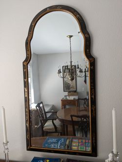Black Lacquered Chinoiserie Mirror