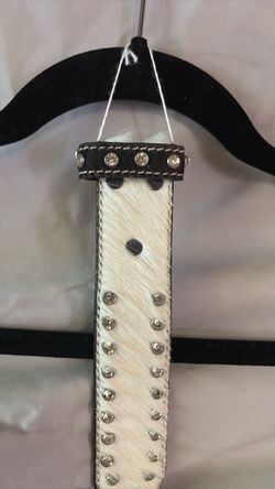 Cowhide Belt with Crystal Studs
