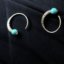 .925 Sterling Silver Vintage Turquoise Earrings 