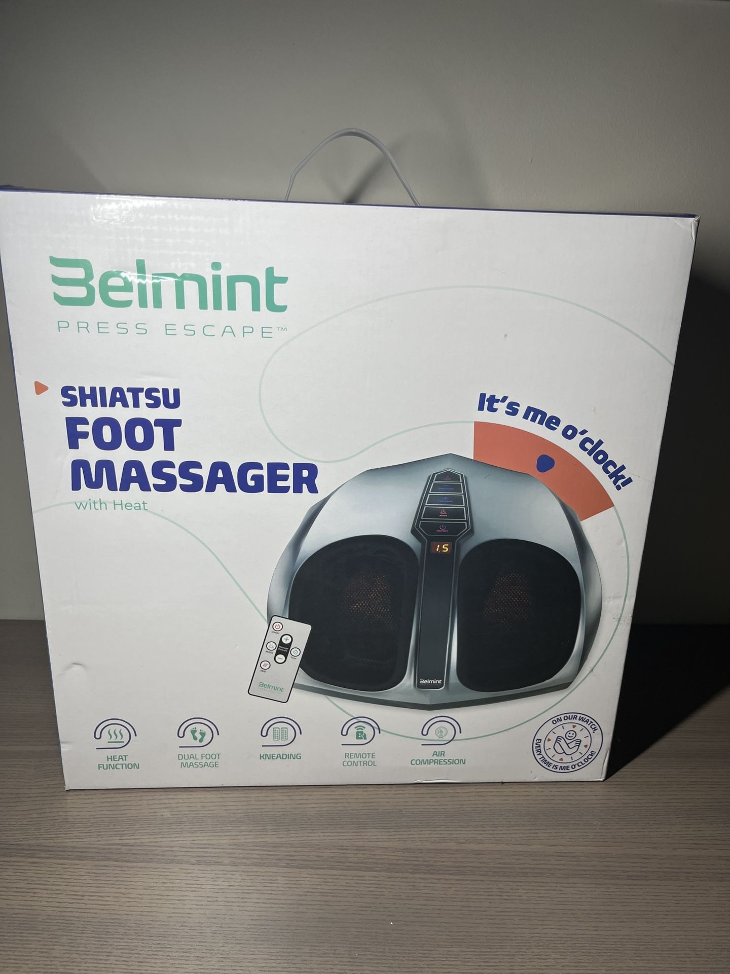 Belmint Shiatsu Foot Massager Machine - Electric Deep-Kneading Foot and Heel Pain Relief Massage with Switchable Heat, Air Compression for Plantar Fas