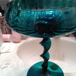 Mid Century Blue Glass 