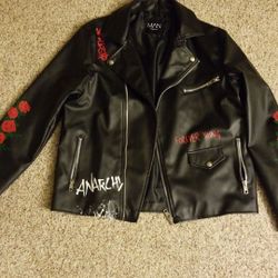 Boohooman Leather Jacket All Over Printed