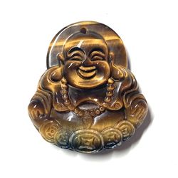 Tiger eye stone happy Buddha bead beads smooth happy life jade pendant necklace
