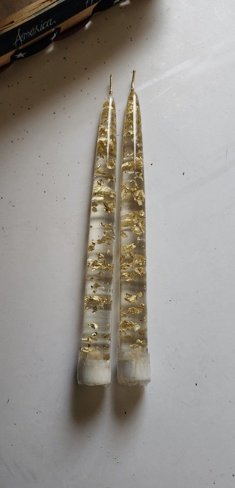 Vintage Lucite Candles W/ Gold Speckles