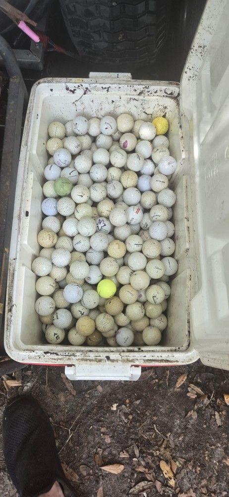 Cooler Full Of Used Random Golf Balls