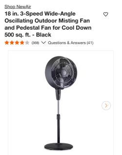 NewAir 18-Inch Oscillating Outdoor Misting Pedestal Fan