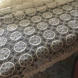White Crochet Tablecloth 