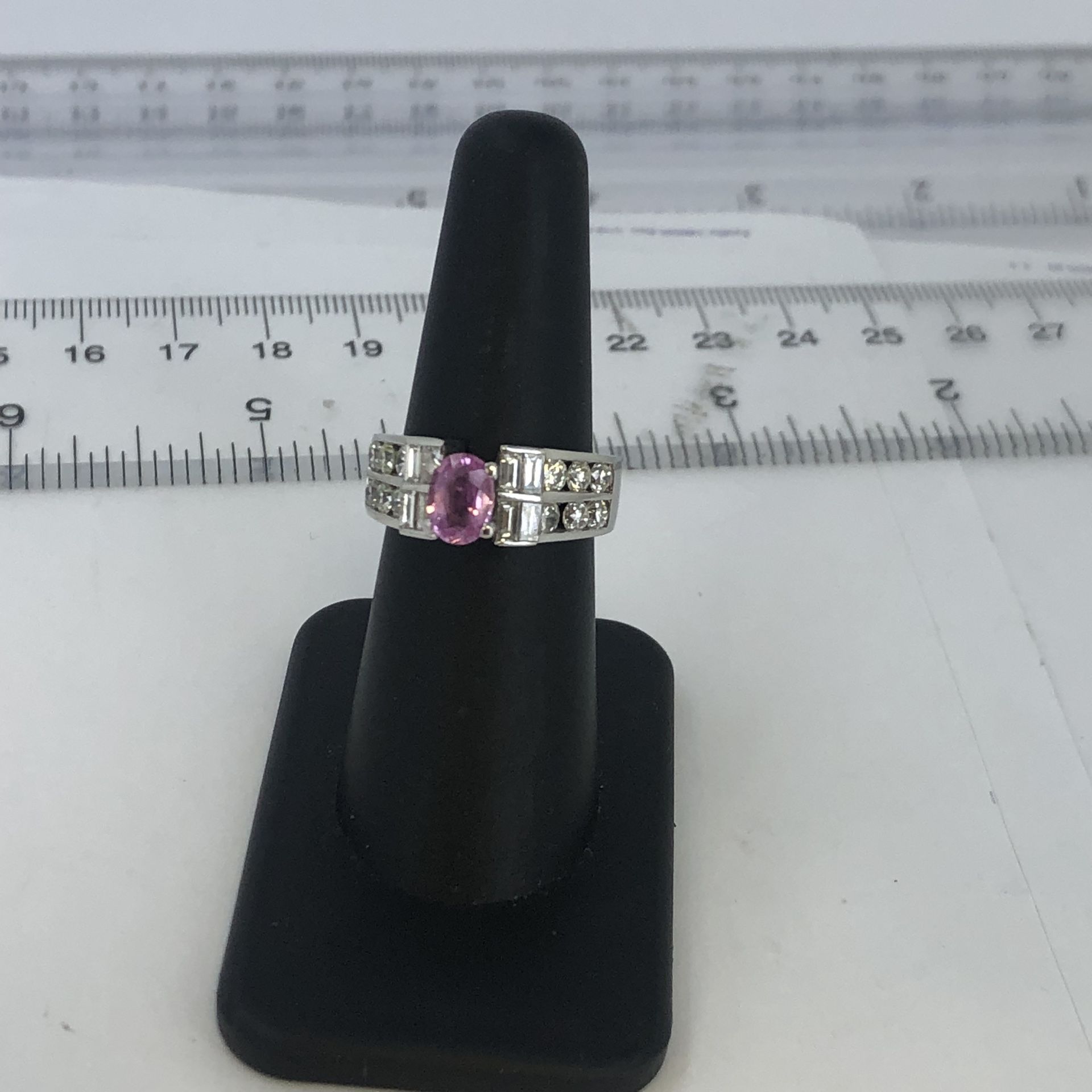 18k White Gold Link Sapphire & Diamond Ring Size 7