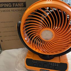 40000mAh Battery Operated Fan Remote & Oscillating, Rechargeable Fan with LED Lantern, Timer, Hanging Hook, USB-C Charging, Battery Powered Table Fan 