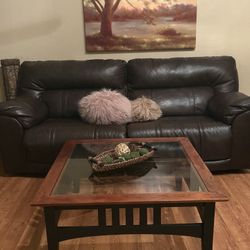 Ethan Allen Solid Wood & Glass Coffee Table