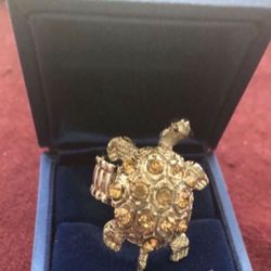 Adjustable Goldstone turtle ring