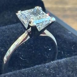 New 2.53 Carat Princess Cut Diamond Engagement Ring 14k White Gold