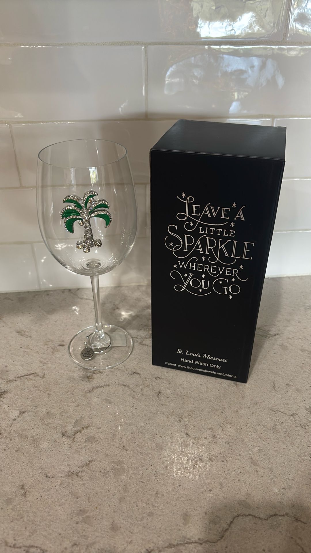 Palm Tree Wine Glass New in Box