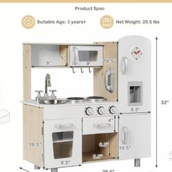 Play Kitchen Pretend Kids Cooking Playset Toys w/Water Dispense