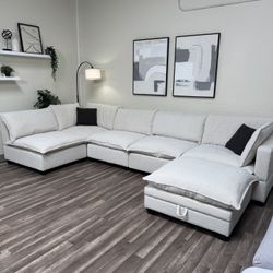 FREE DELIVERY ZERO DOWN New In Box Cloud Sectional 6 Piece Modular Boucle Off White