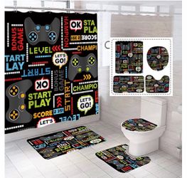 Game shower curtain set 4pcs
