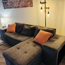 Gray Sectional With Sleeper Pull Out 