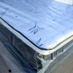 queen orthopedic bamboo pillow top mattress and box spring brand new "all Sizes Available TWIN, FULL, QUEEN, CALIKING, EKING"