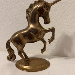 Unicorn Brass Vintage Figurine Sculpture Fantasy Statue Size 6.1/2x 5