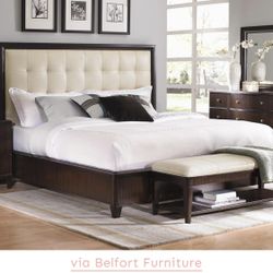 Westwood BERNHARDT KING Size Bed Frame w/ Leather Off White /Cream Headboard