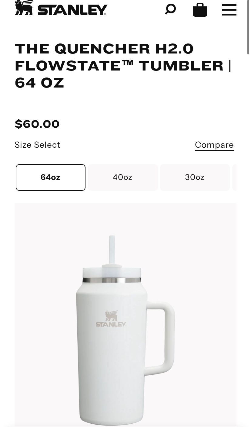WHITE 64 OZ STANLEY