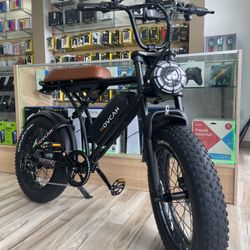 Movcan Power Leather Seat Fat Tire Ebike Electric Bike Can Go Up To 28MPH Long Range! Shop Without Using Credit! $0 To $100 Down To Take It Today